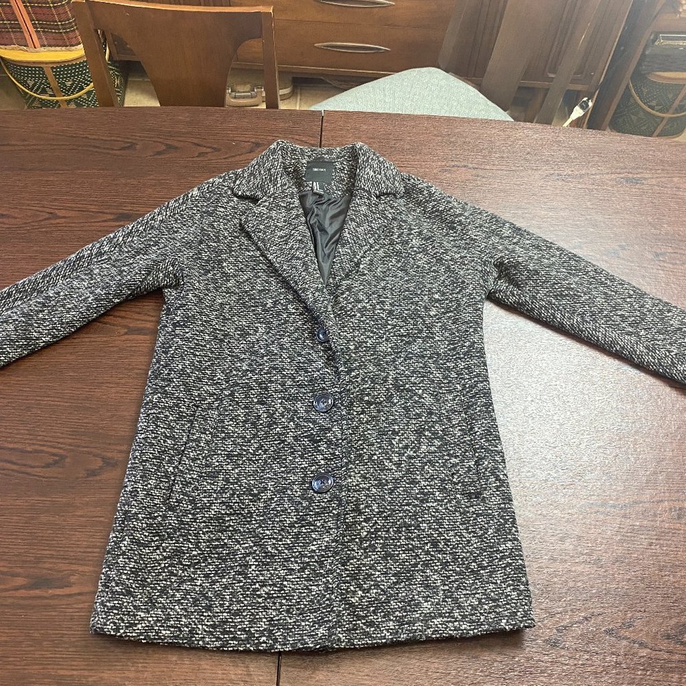 Forever 21 Houndstooth Jacket Coat Black White 3 Button Medium